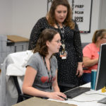 image of woman scanning book